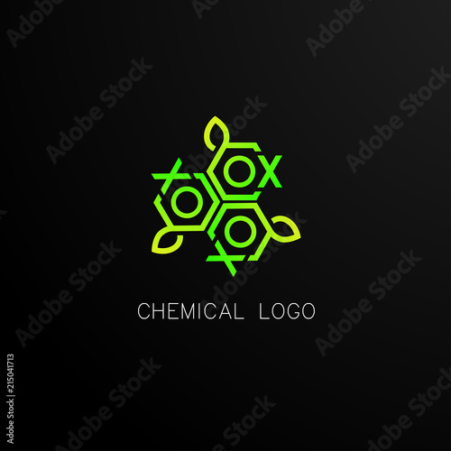 chemical logo concept, abstract  logo, sign, symbol or mark for chemical, environtment, food and drink company. vector logo design