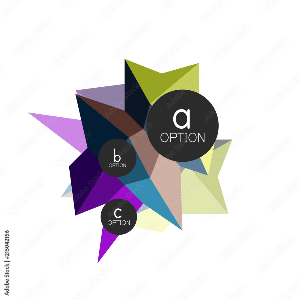 Abstract colorful geometric option infographics design template with sample abc options. Abstract background for business presentation or information banner Abstract colorful geometric option infographics design template with sample abc options. Abstract background for business presentation or information banner