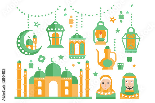 Islamic Religious Holiday Symbols Set