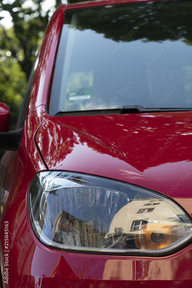 Red car headlight