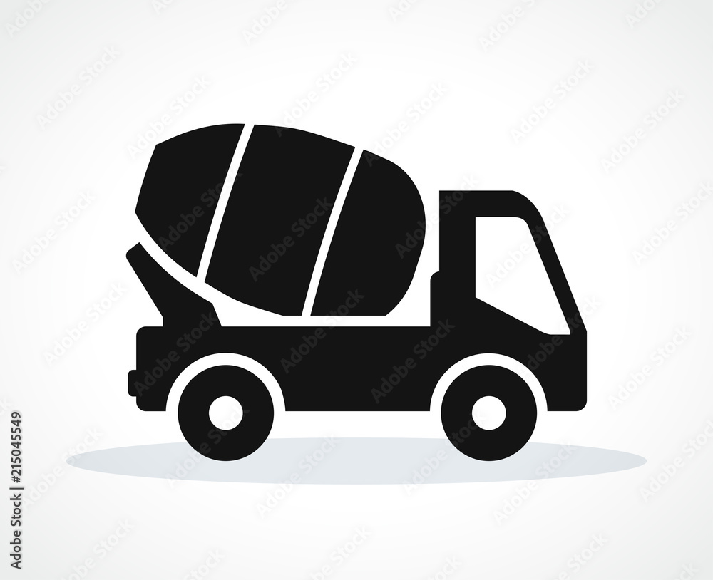 Vector cement truck black icon Vector cement truck black icon