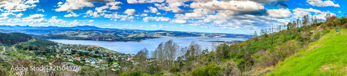 A panoramic view of the Knysna lagoon from Margarets viewpoint, Knysna, South Africa.