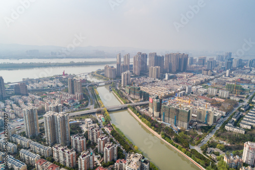 Aerial view over the Nanjing city, urban architectural landscape © MyCreative