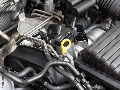   car engine , motor  closeup - oil check