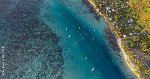 sailboat in aerial view , French Polynesia
