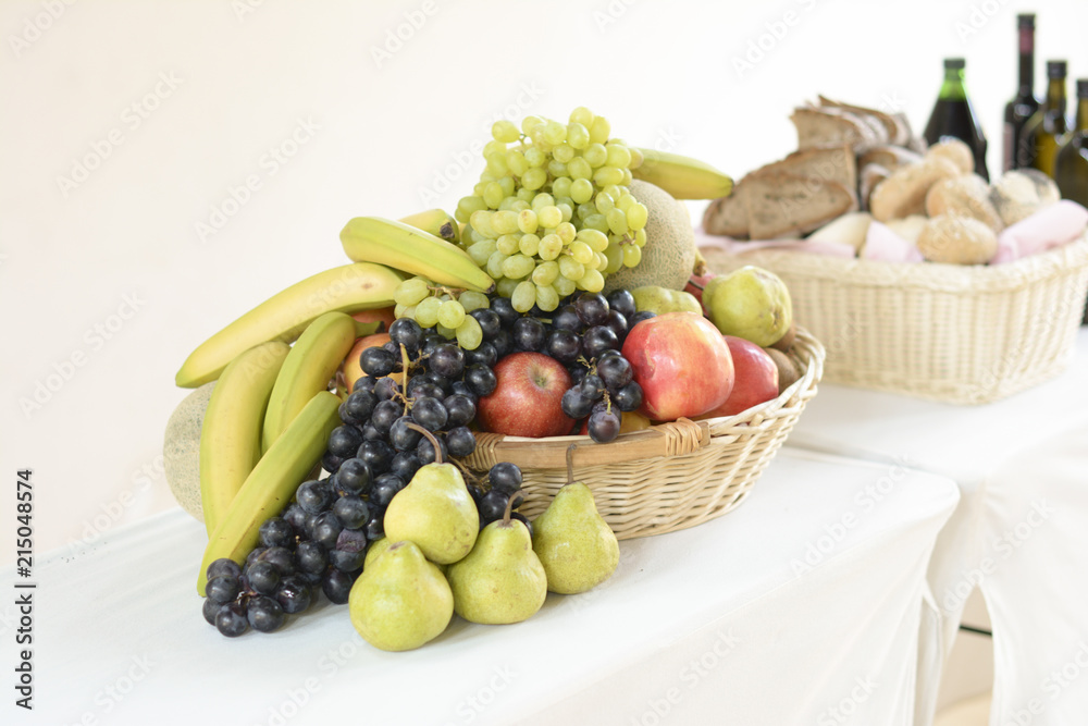 Fruit basket on a table at an event Fruit basket on a table at an event