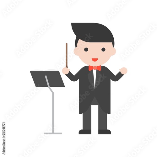 Band master and music stand, Set Profession character of people in uniform, flat design