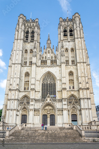 View at the Cathedral of St. Michael and St. Gudula in Brussels - Belgium