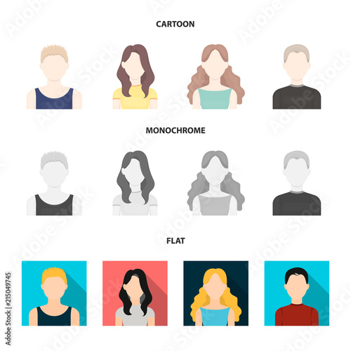 Girl with long hair, blond, curly, gray-haired man.Avatar set collection icons in cartoon,flat,monochrome style vector symbol stock illustration web.
