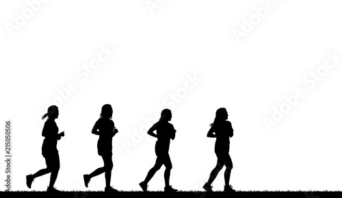 Silhouette  lady  running  on white background
