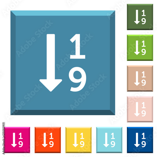 Ascending numbered list white icons on edged square buttons