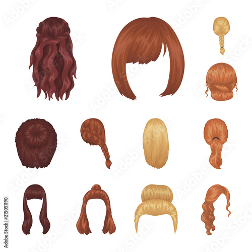 Female hairstyle cartoon icons in set collection for design. Stylish haircut vector symbol stock web illustration.