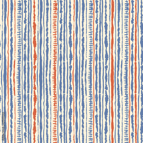 Seamless vector shibori tie-dye pattern of blue and red colours on white. Hand painting fabrics - nodular batik. Shibori dyeing for fabric, textile, ceramic