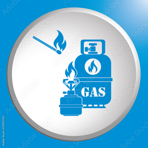 Camping stove with gas bottle icon vector