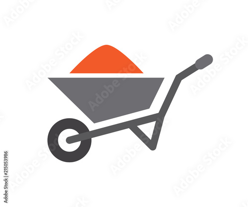 Wheelbarrow cart icon, isolated on white background, vector illustration.