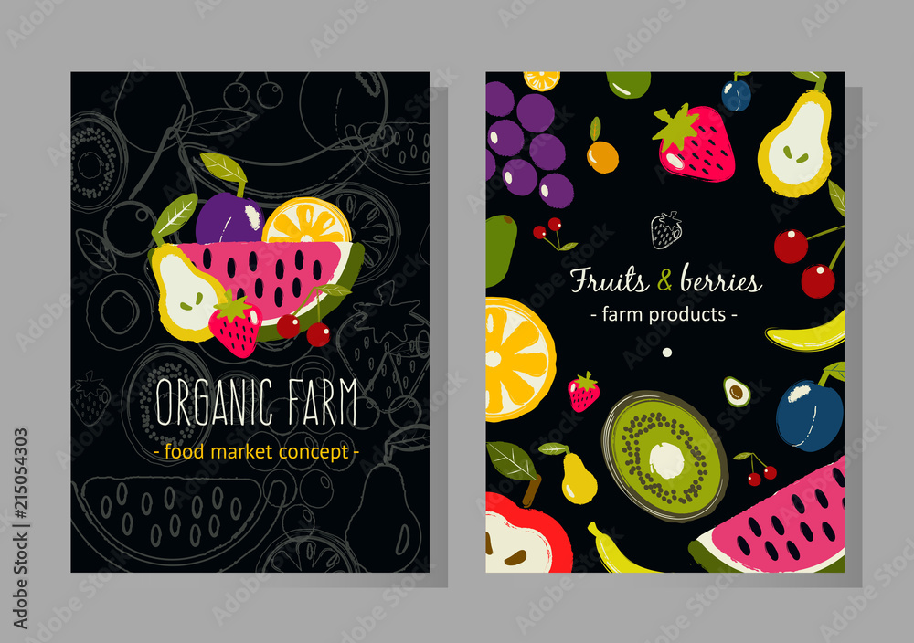 Fototapeta premium Fresh fruits banner.