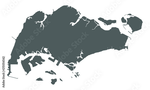 Very accurate blank map of Republic Singapore. Isolated grey blank map Singapore on white background. Flat vector illustration.