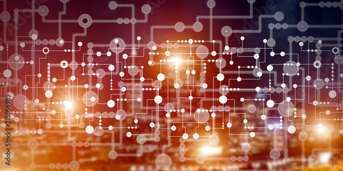 Foto Wireless connection or networking concept as means of communication and social i
