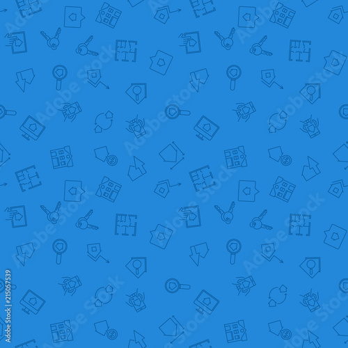 Realtor blue vector seamless pattern or background