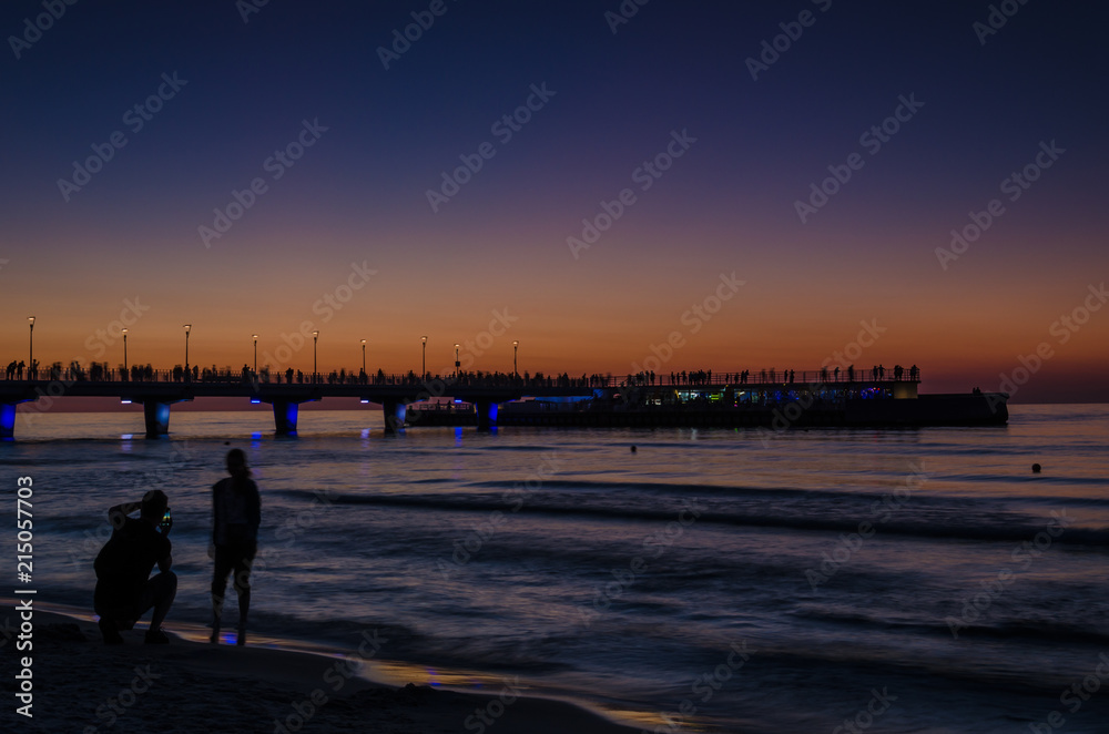 SUNSET BY THE SEA - A holiday walk on the sea beach in Kolobrzeg
