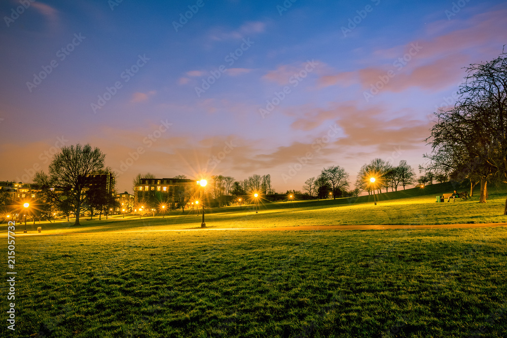 Night at Primrose hill park in London, UK