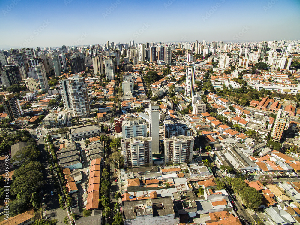 Panoramic view of the buildings and houses of the Vila Mariana neighborhood in São Paulo, Brazil 
