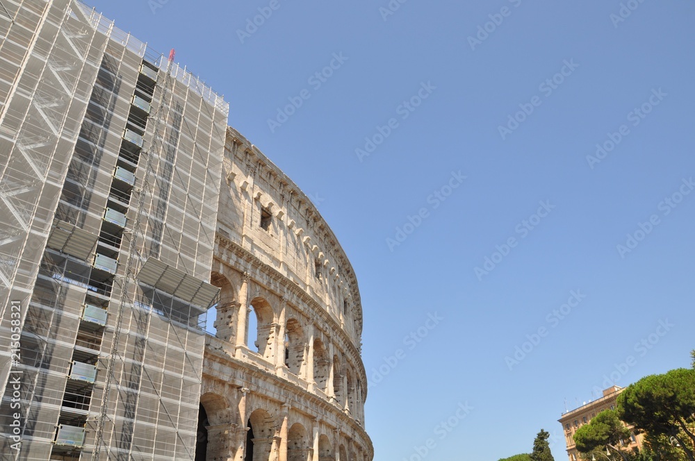 Colosseum is under construction in Rome, Italy