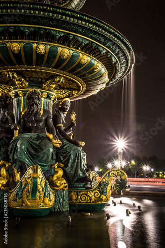 Place Concorde at night with fountains rivers and seas