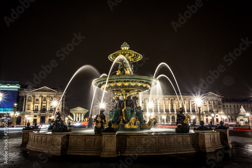 Place Concorde at night with fountains rivers and seas
