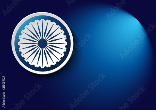 This is the central figure of the India National Flag, and it's interpreted as the eternal wheel of law, vector illustration, you can place relevant content on the area.