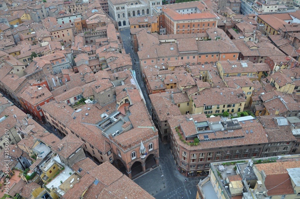 Fototapeta premium City view, buildings and streets of Bologna from a tower