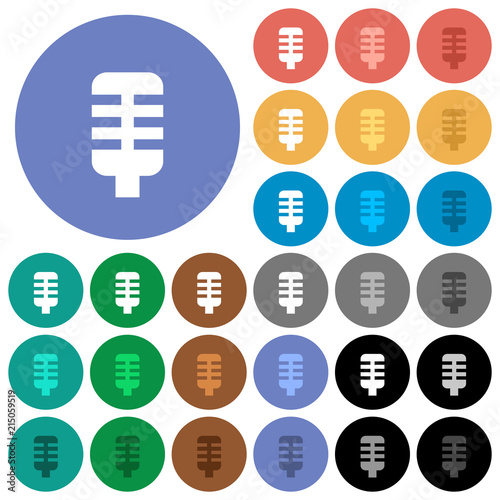 Microphone round flat multi colored icons