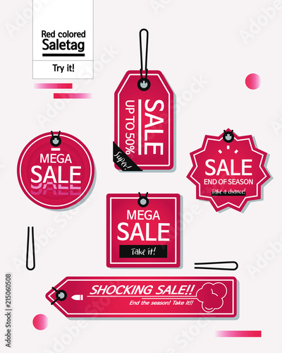 set of red discount tags