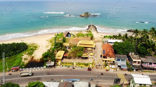 Seenigama Muhudu Viharaya Temple in Sri Lanka aerial drone view photo