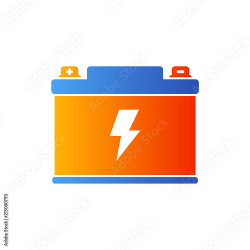 Icono plano bateria electrica en azul y naranja