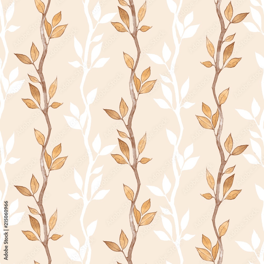 Seamless pattern with watercolor branches and leaves 8 Seamless pattern with watercolor branches and leaves 8