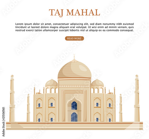 Taj Mahal India famous building attraction Vector