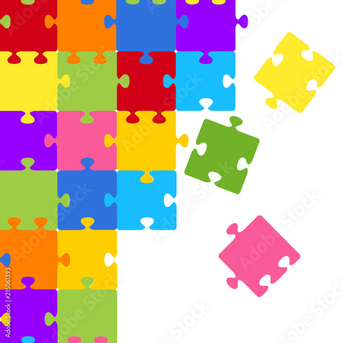 Colorful pieces of puzzle. Flat style design. Concept of together. Vector illustration on white background