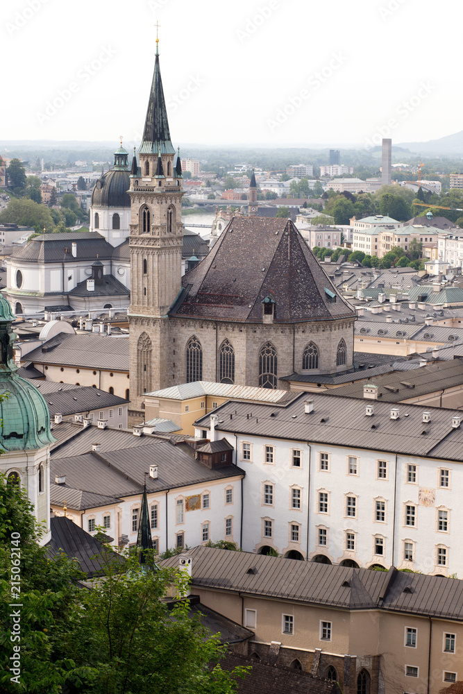 Air view of the historic city of Salzburg