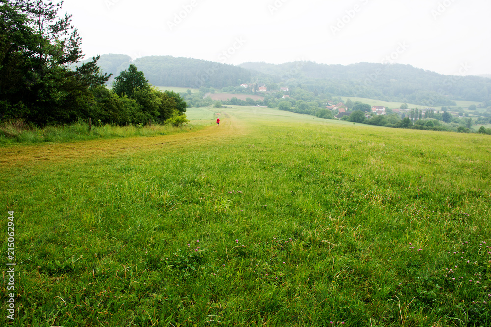 Small village & green field. Czech Republic.