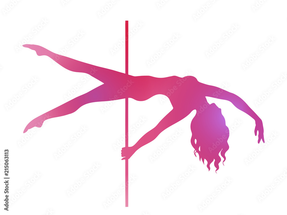 Fototapeta premium vector pole dance element plank pink silhouette