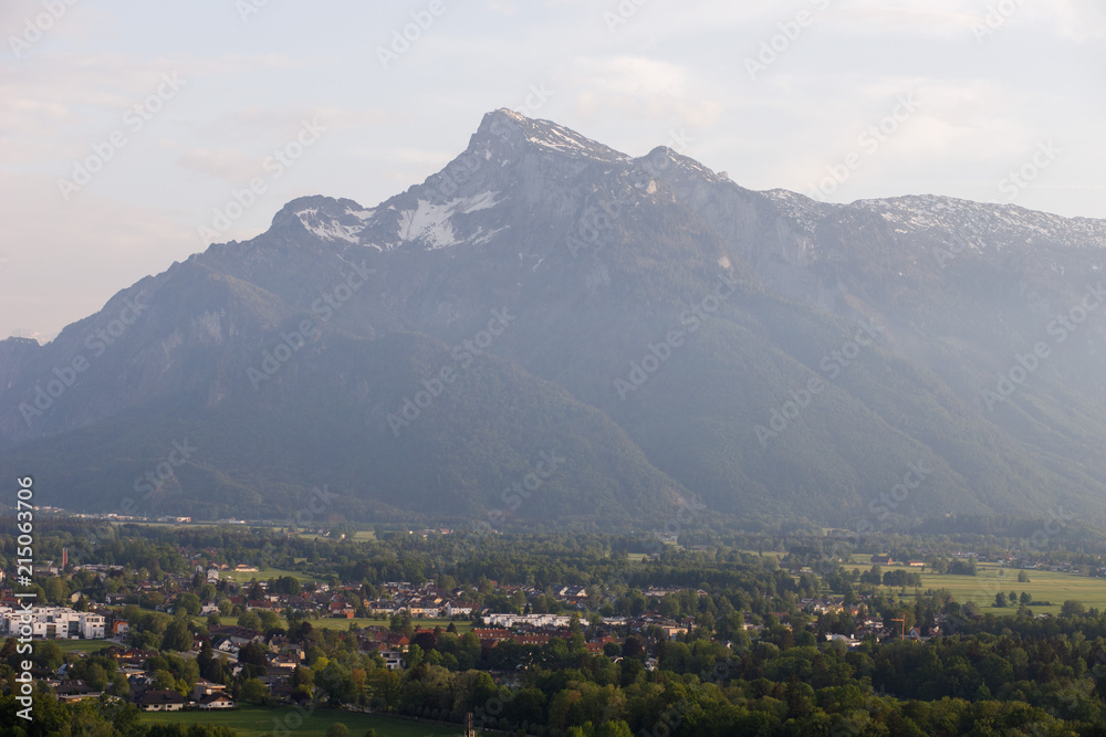 Beautiful view from the Hohensalzburg fortress, a panorama of Salzburg