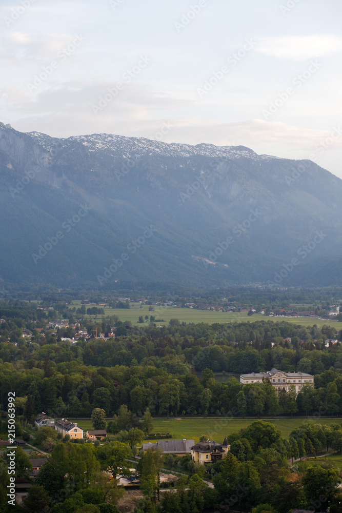 Beautiful view of the Alps from Hohensalzburg fortress, panorama Salzburg