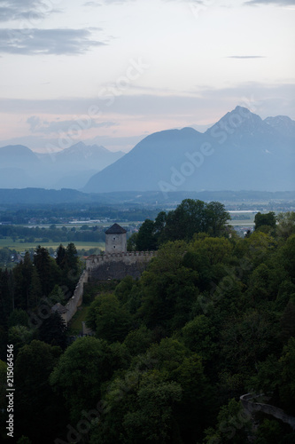 Beautiful view of the Alps from Hohensalzburg fortress, panorama Salzburg