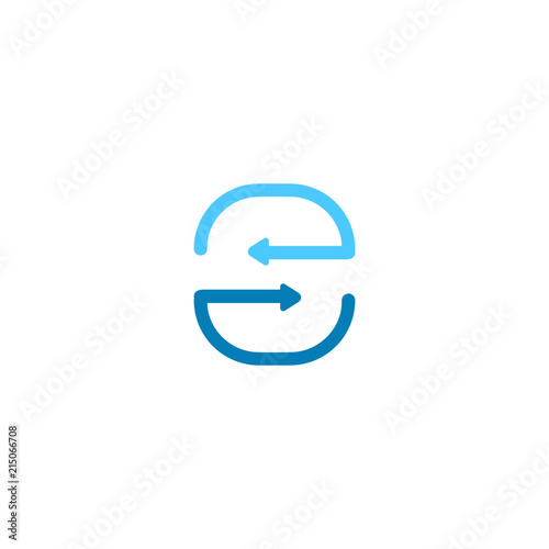 s letter tech sync logo vector line icon