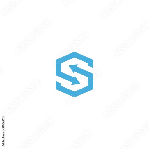 s letter tech sync logo vector line icon