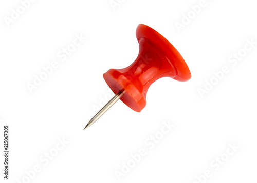 Red push pin  isolated on white background including clipping path. © Wichaiwish