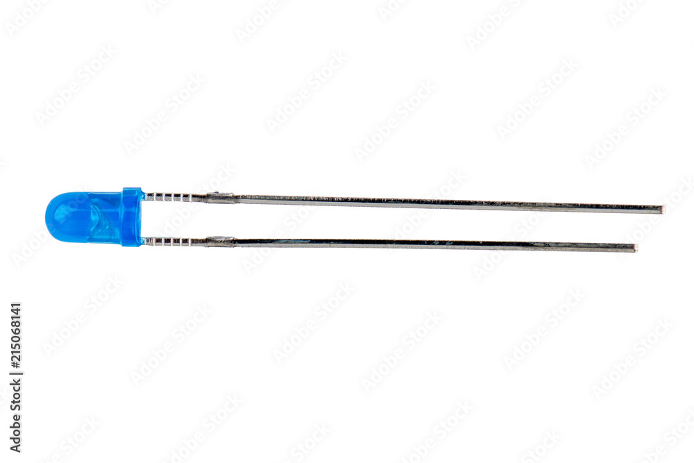 Fototapeta premium 5mm light-emitting diodes.Pile of LEDs, toned blue. Isolated on white background including clipping path.
