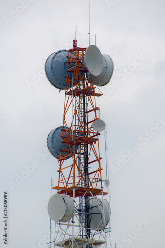 Radio antenna, broadcasting tower for radio and TV stations.