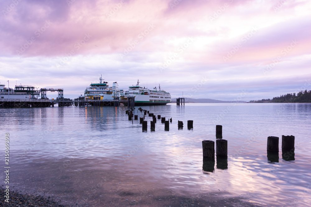 Old pier and ferry terminal in San Juan Islands, Washington, USA
